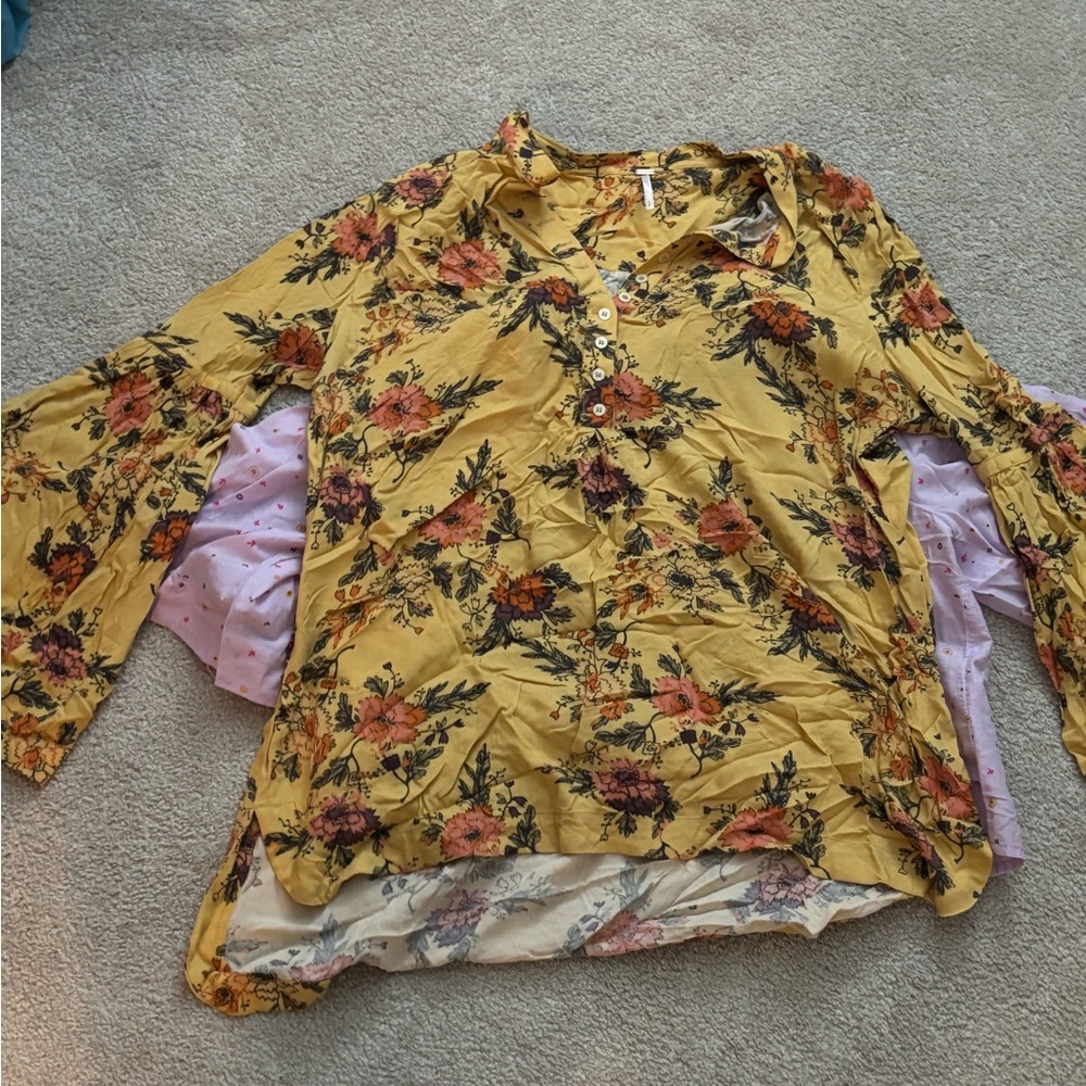 Free People Floral Yellow Tunic - Picture 2 of 3